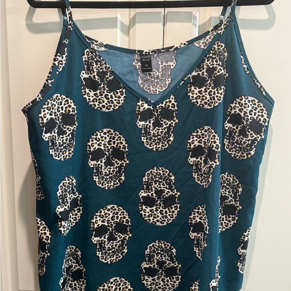 Teal Skull Print Women's Top